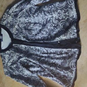 Black and white cardigan sweater. Size L by Karen Scott, long sleeves